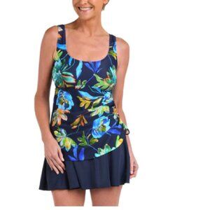 Maxine Of Hollywood Women's Swimsuit Size 14 Floral Tank Skirted Swimdress NWT